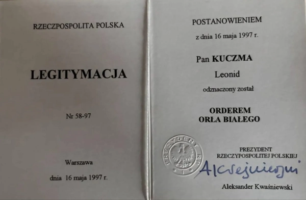 Кучма також відкликав своє польське нагородження, наслідуючи приклад Навроцького щодо Зеленського. 5 Кучма також відкликав своє польське нагородження, наслідуючи приклад Навроцького щодо Зеленського. 3